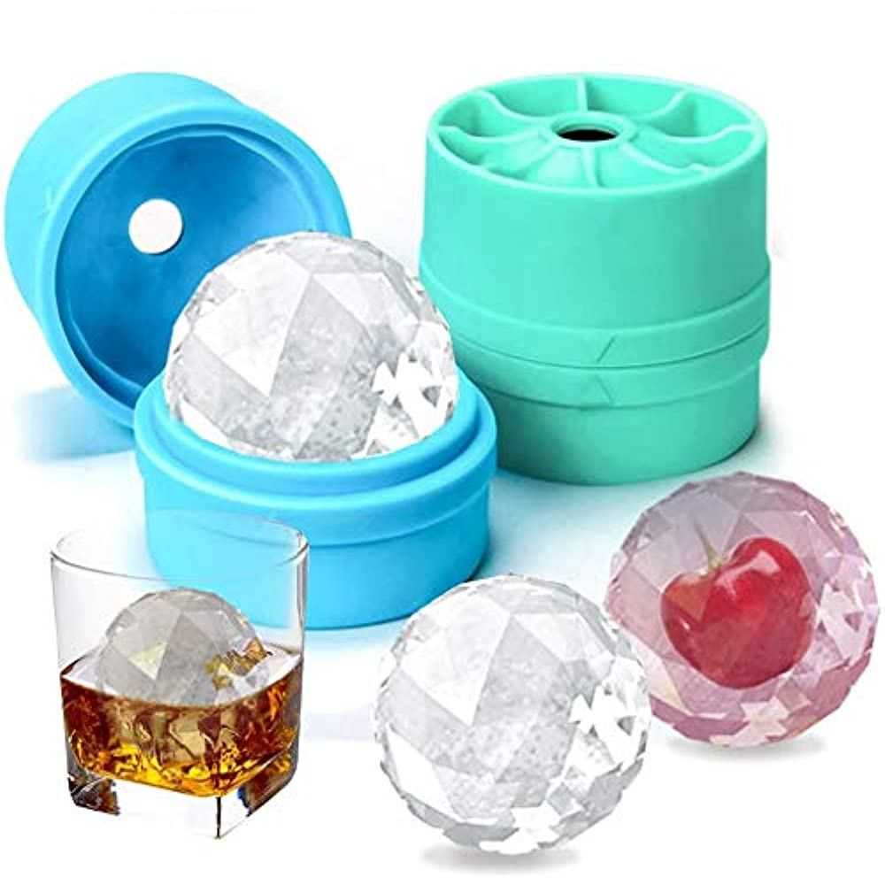 2 Pack Ice Cube Tray Diamond Ball Shape Ice Trays Food-Grade Silicone Ice Cube Tray Round Ice Cube