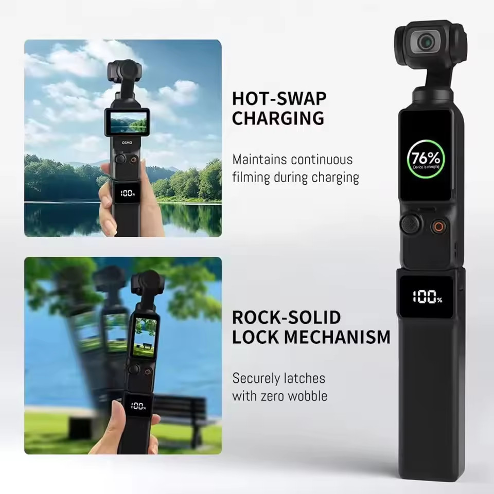Battery Handle for DJI osmo Pocket 3,Extended Accessories Battery Handle 5000mAh Mobile Power with