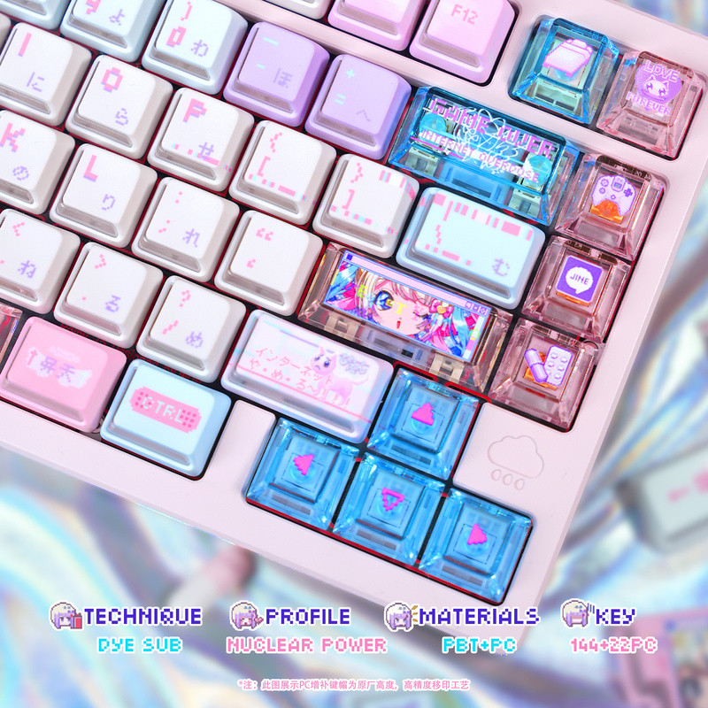 Anime Needy Streamer Overload Keycap Mechanical Keyboard PBT+PC Custom Cute Keycap PC Gaming