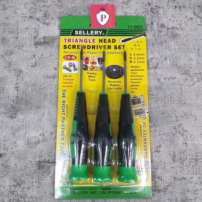Sellery 3Pcs Triangle Head Screwdriver Set 11-903 / Obeng Segitiga Set