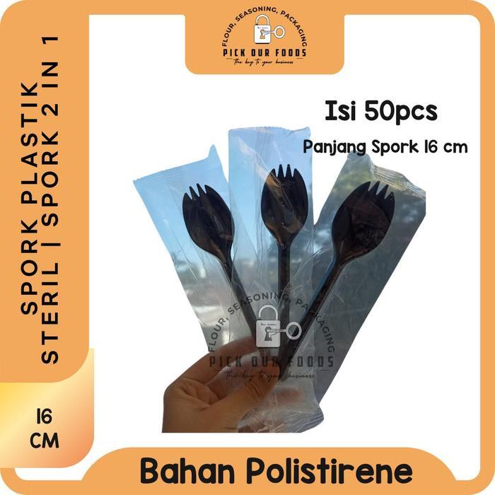 Spork Plastik Steril Spork 2 In 1 Sendok Garpu Plastik Higienis 1Pack