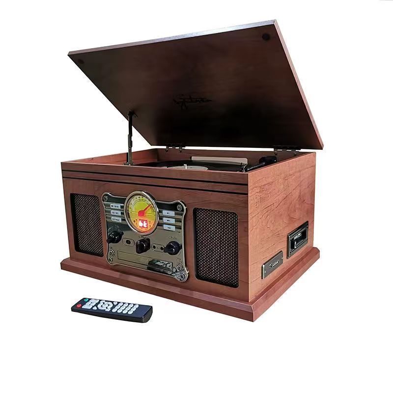 Multifunction Vintage Gramophone CD Player Vinyl Record Player Radio Bluetooth Speaker