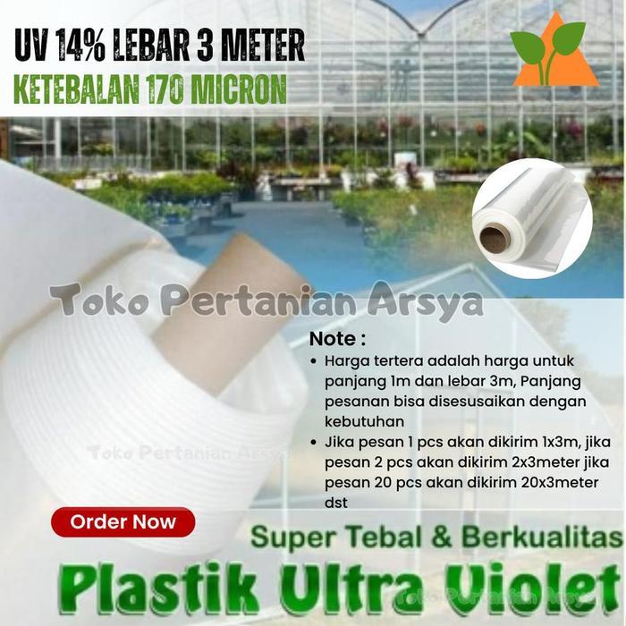 "New" Plastik UV 14% 170mc Untuk Atap Green House Lebar 3 Meter Harga Per Meter