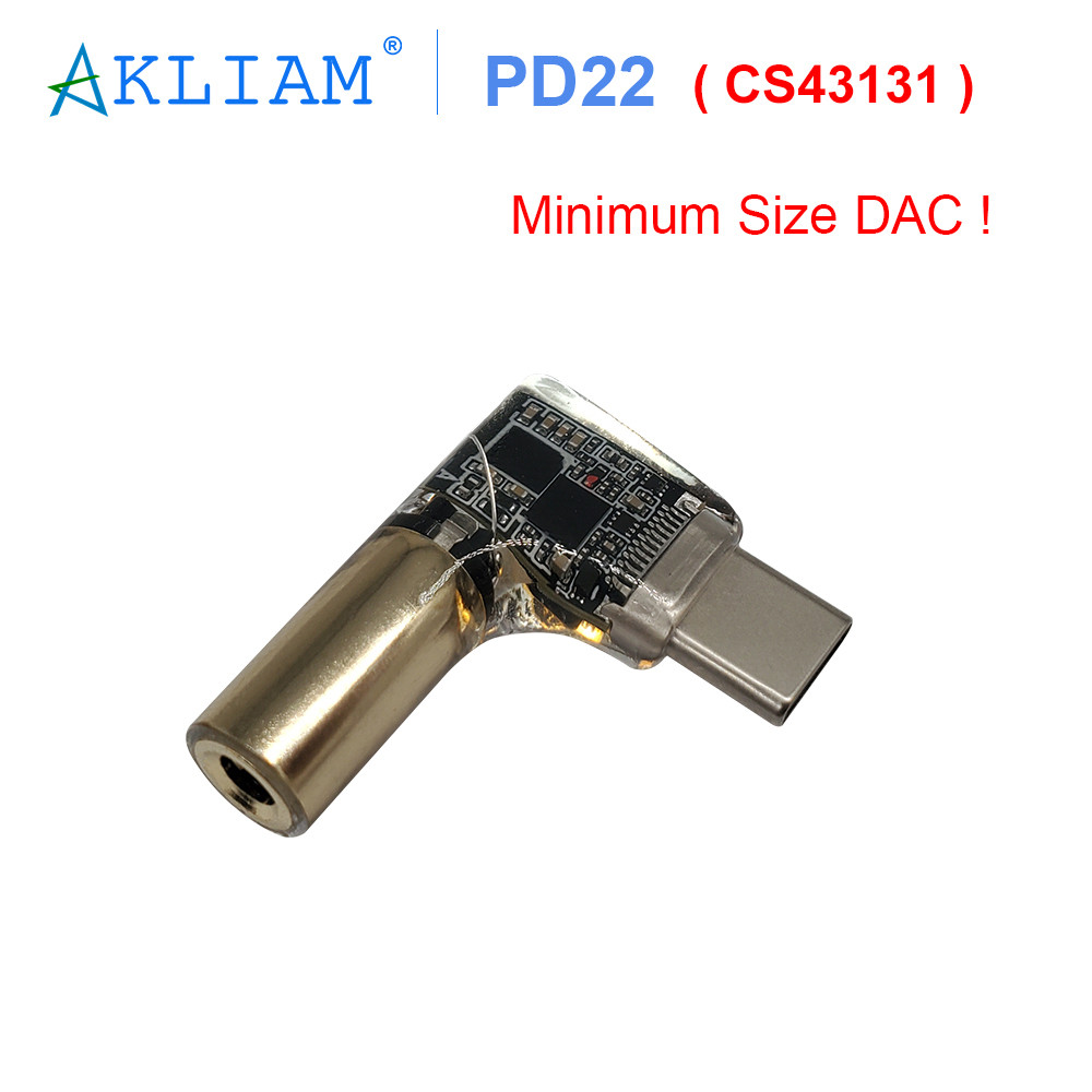 AkLIAM PD22 CS43131 USB DAC Type C to 2.5mm 3.5mm 4.4mm Headphone Dac Amp Adapter