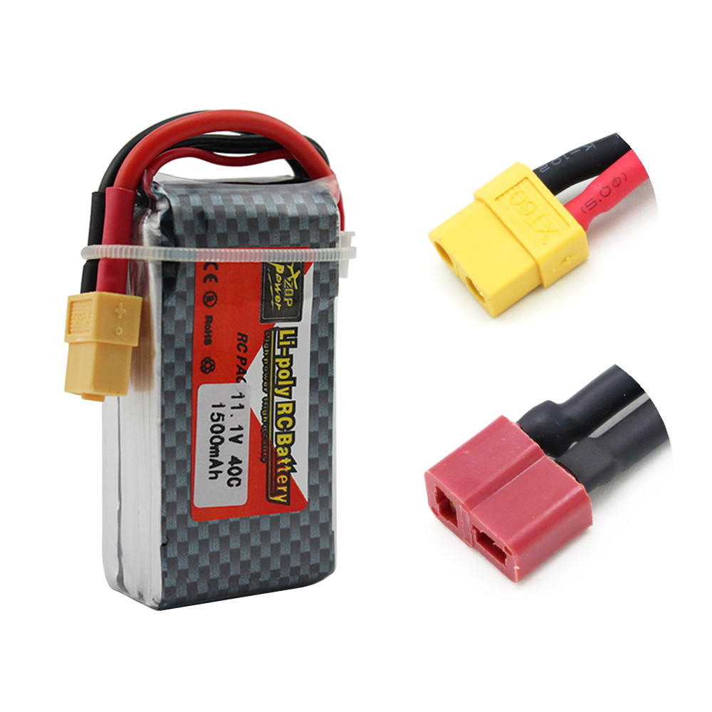 DISKON ZOP Power 11.1V 1500Mah 3S 40C Max 60C XT60 / T Plug LiPo Battery For RC Quadcopter Drone Hel
