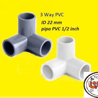 "New" sambungan konektor fitting side tee elbow pipa pvc 3 way arah 1/2 inch