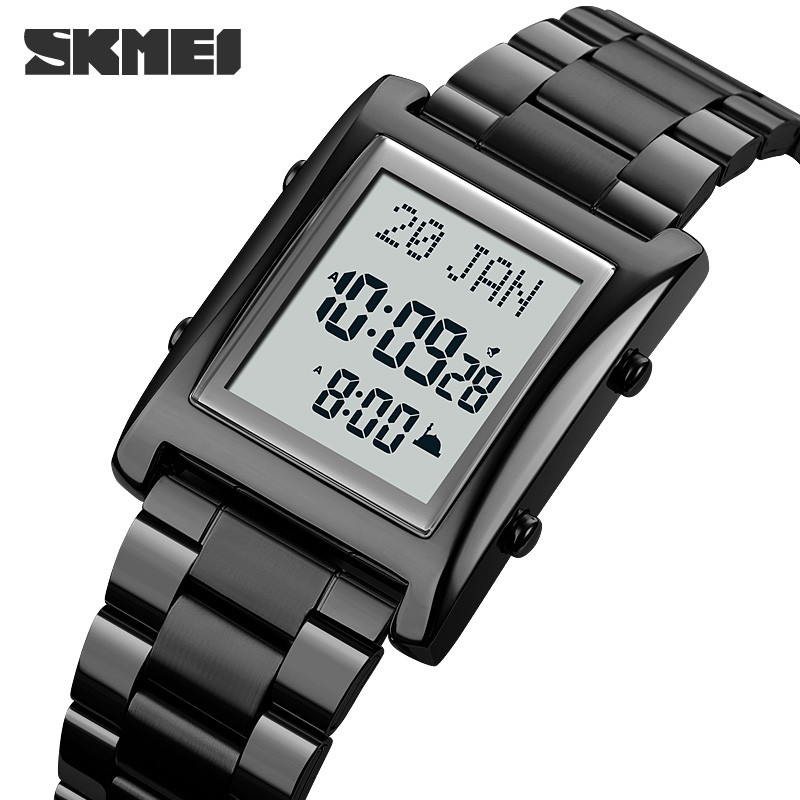 SKMEI Muslim Azan Clock Watch for Prayer with Qibla Compass Adhan Alarm Hijri Calendar Islamic Al