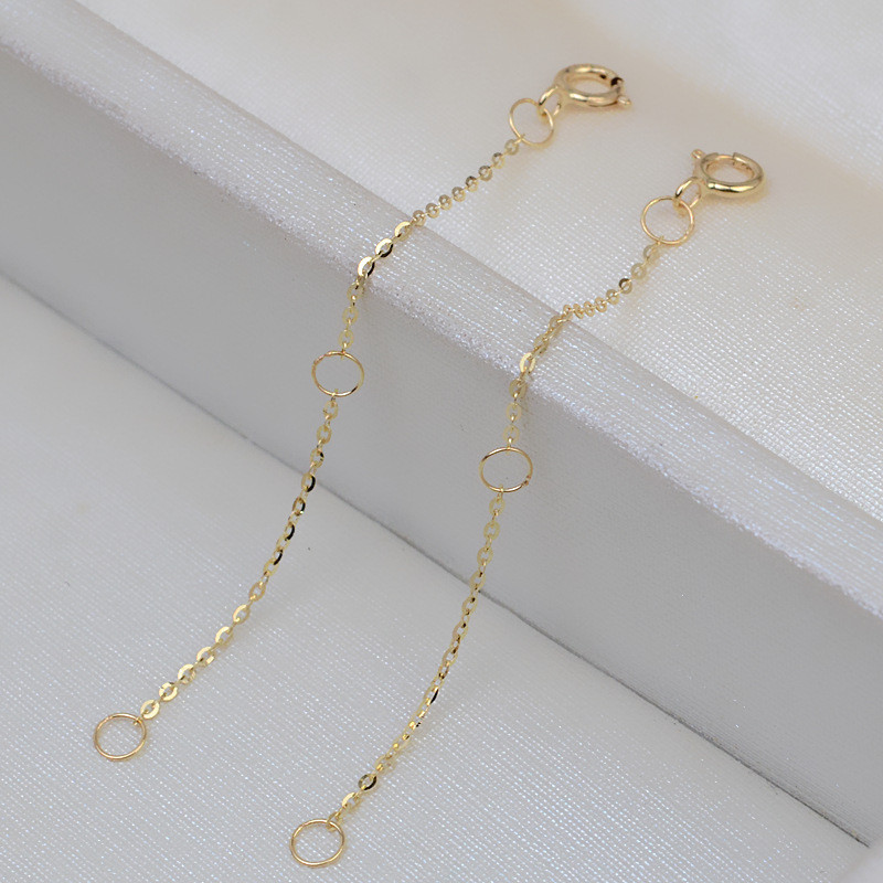 SMILE DIY G18K Gold Extension Chain Necklace Extension AU750 Gold Spring Buckle Chain Tail Necklace