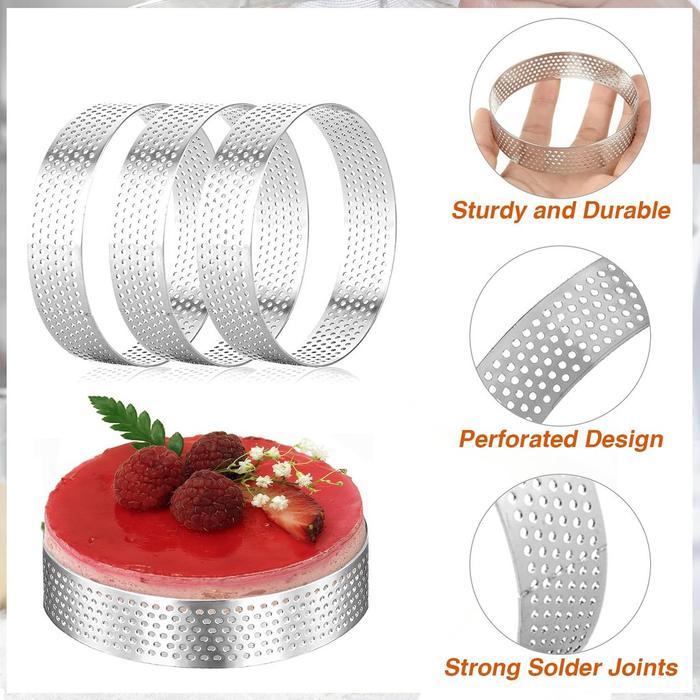 8Cm Loyang Tart Bulat Stainless Perforated Pie Ring Stainless 304 Cetakan Pai Perforated Untuk