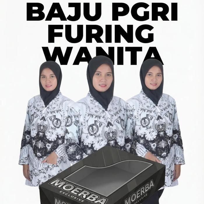 ORIGINAL Baju PGRI Wanita Full Furing Hitam Putih Lengan Panjang Bagus Halus READY STOCK