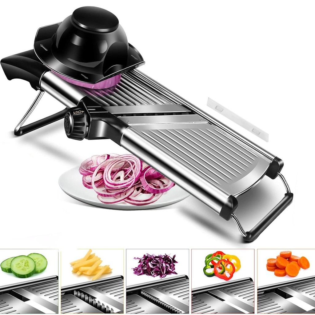 [Stainless Steel Mandoline Slicer] 5-Blade Adjustable Mandoline Slicer - 1 Set Stainless Steel