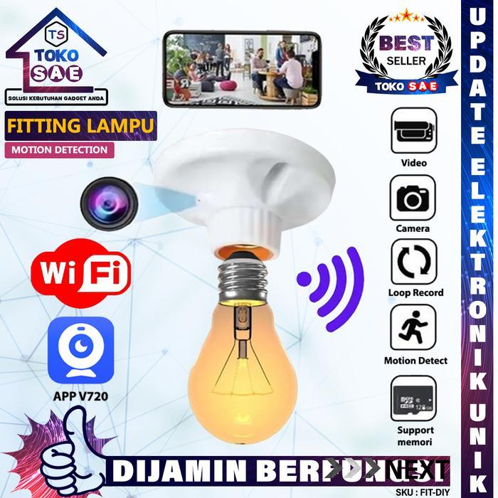 Tokosae Kamera Fitting Lampu E27 WiFi 1080P Bulb Holder Cam Camera CCTV Mini Tersembunyi FIT-DIY