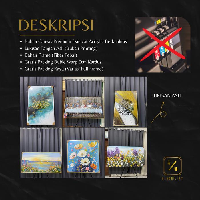 lukisan ikan koi fengsui modern plus bingkai foto minimalis