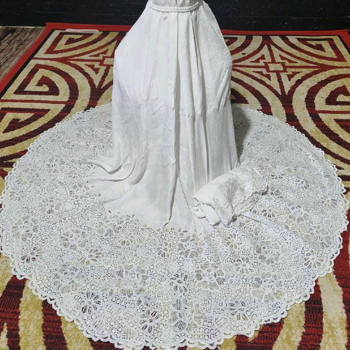 mukena kerancang PREMIUM 40 cm mat sutra  Kombinasikerancang benang 1 warna abu Katun Muslim Dewasa 