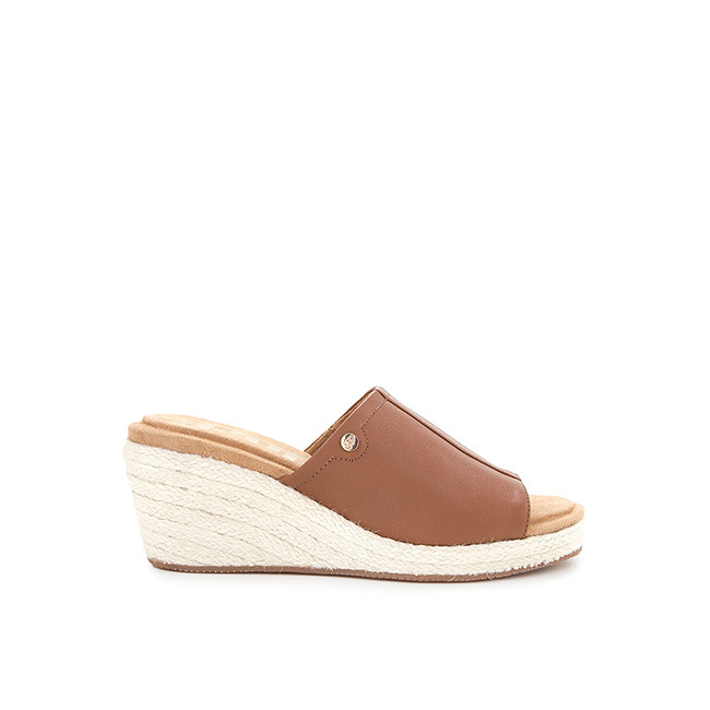 Hush Puppies Wedges Wanita Willow Slide Wedge Cognac Leather