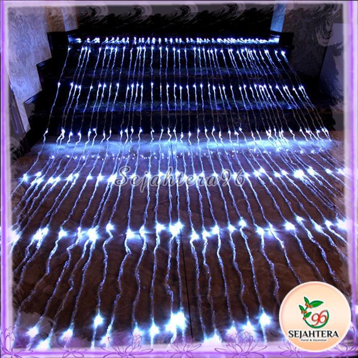 "New" Lampu Air Terjun Waterfall Lighting 3x3 Meter Lampu Tirai Hujan LED