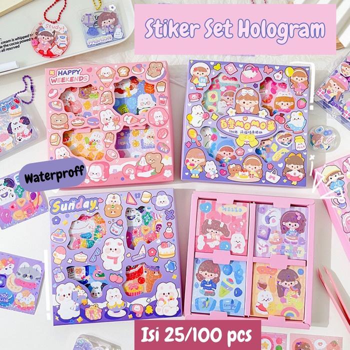 Stiker Sticker Hologram Lucu Kartun Momo Karakter Anak Korea ST0069 Paper