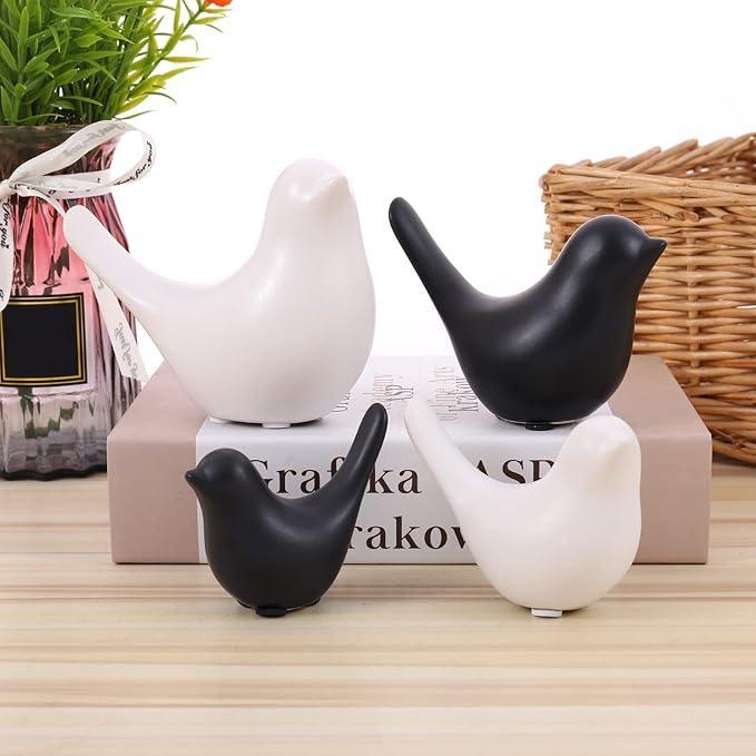 "New" Patung Burung Keramik Pajangan Hiasan Rumah Black White Ceramic Birds