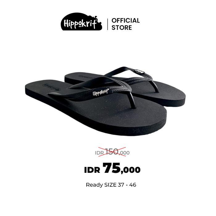 Aerostreet - Sandal Jepit Pria Dewasa Premium Bahan Karet Rubber Tebal Anti Licin - Black