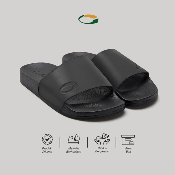 Aerostreet - Sandal Pria Wanita Sendal Slide Padel Marhadi Slop Unisex Bleno Series - All Black