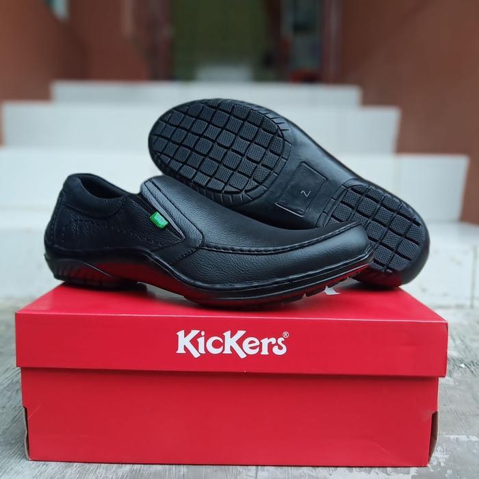 Aerostreet - Sepatu Pantofel Kickers Pria Sepatu Kickers Slop Kulit Kerja Kantor