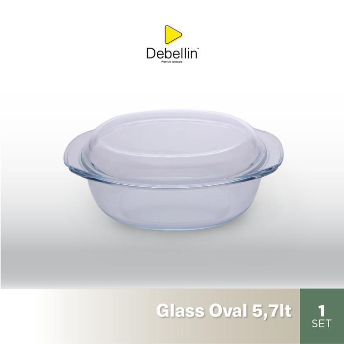 DEBELLIN GLASS OVAL CASSEROLE MANGKOK SAJI KACA BOROSILICATE 5,7 LITER