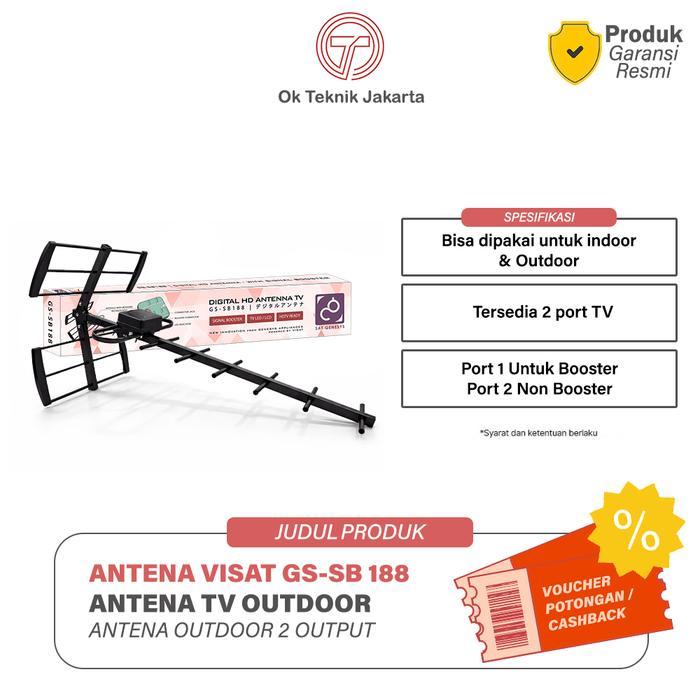 Visat - Antena Tv Outdoor Digital + Booster Visat 2 Output Bisa Untuk 2 Tv Antena Digital Genesys X