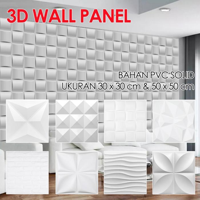 Wall Panel 3D Dinding Ornamen Bahan PVC Bisa Dibersihkan Motif Timbul Warna Putih