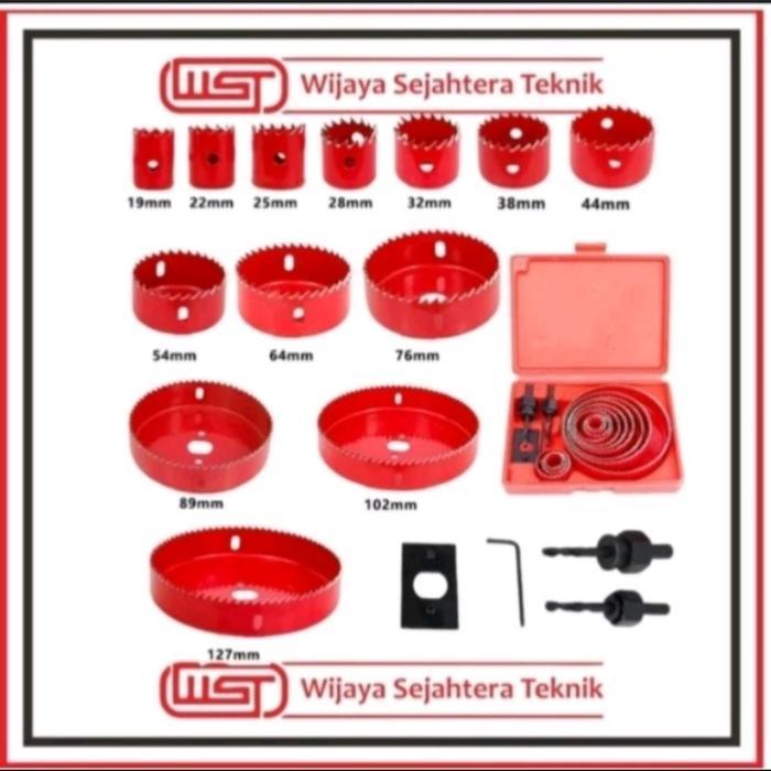 Holesaw Hole Saw Kit Set 16pcs Mata Bor Pelubang Kayu 16 pcs hole saw