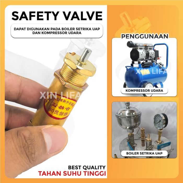 SAFETY VALVE BOILER /PENGAMAN TEKANAN ANGIN KOMPRESOR.BOILER DAN UAP Stainless Setrika