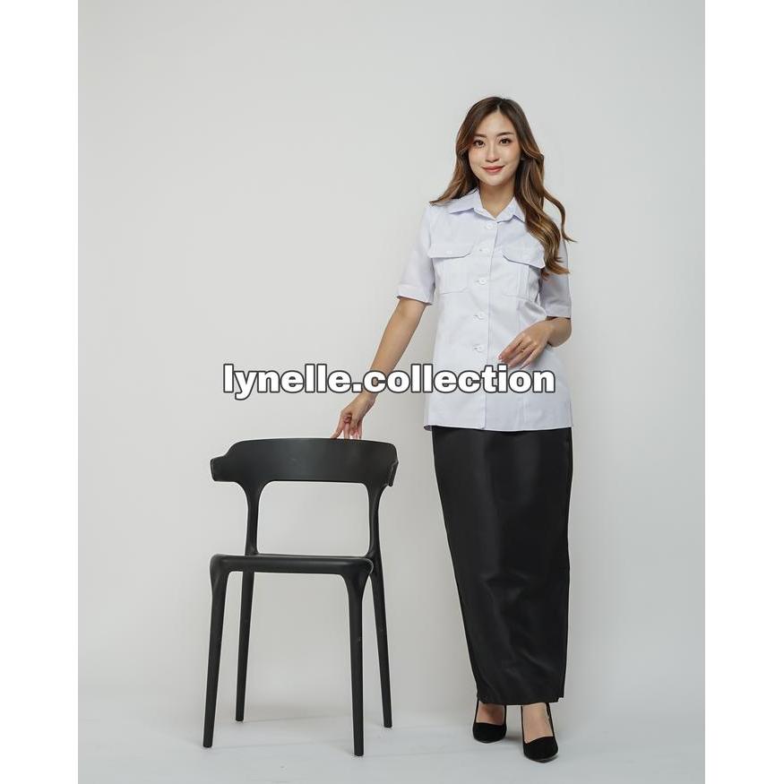 BLAZER WANITA KANTONG DADA JAS ASN PEMDA LENGAN PENDEK SERAGAM PDH PNS PUTIH HITAM (KODE 0901)