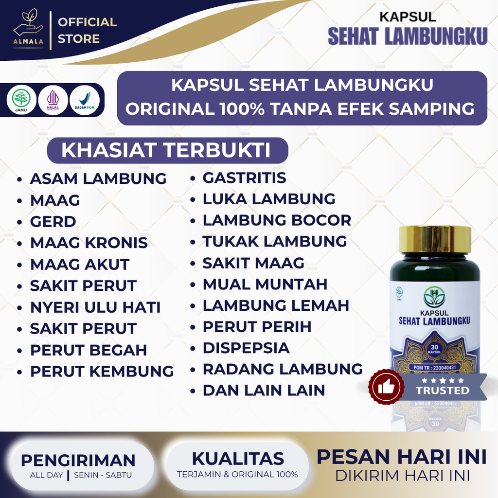 Obat Lambung Luka Ringan, Tukak Peptik, Perih Tajam, Luka Lambung, Lambung Sakit – Kapsul Sehat Lamb