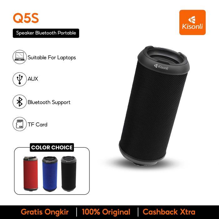 Kisonli Speaker Bluetooth Wireless Portable Q5S Dual Bass dengan Kartu TF Bluetooth Tws Komputer