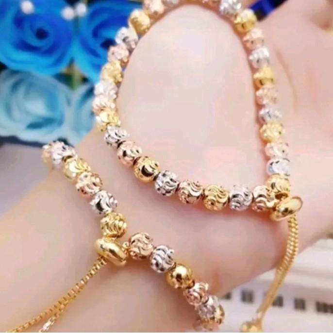 GELANG TANGAN BIJI LADA SERUT TITANIUM gelang dewasa coco set Couple bestie putih inisial
