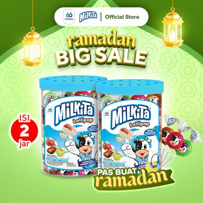 2 Jar Max Milkita Permen Susu Lolipop - (1 Toples Isi 30Pcs)