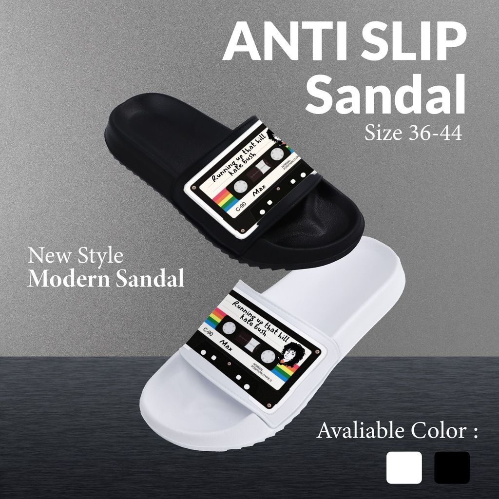 Sandal Slide Custom Pria Wanita Couple Desin Pita Kaset Retro Anti Slip Nyaman Kualitas Premium Coco