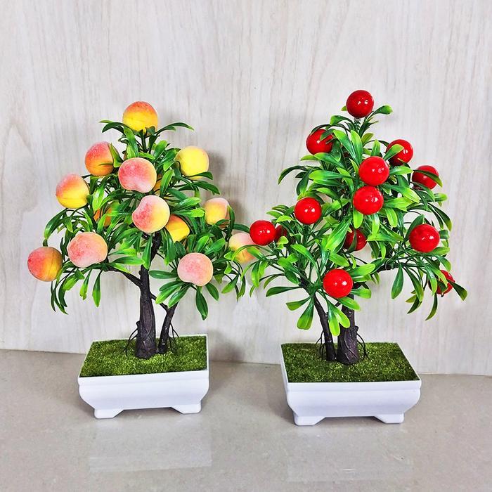 "New" Tanaman Hias Dekorasi Buah Plastik Import Bunga Hias Flower Pohon Buah Mini Dekorasi Rumah