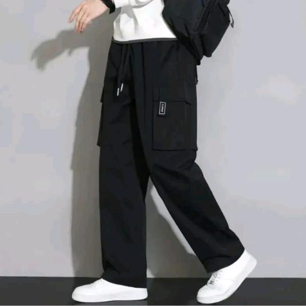 Celana Panjang Cargo Pria Loose Pants Black Abu Navy Oversize Cowok Keren Nyaman Sport Baggy Pants