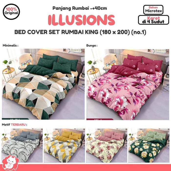 Bed Cover Set Sprei Rumbai King (180 X 200) (No.1) Illusions