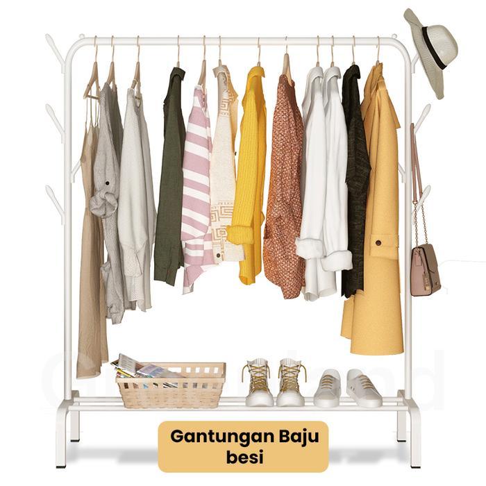 Greenland Rak Baju Stand Hanger Gawang Rak Gantungan Baju Dengan Rak Celana Jemuran Baju Mulig Rak