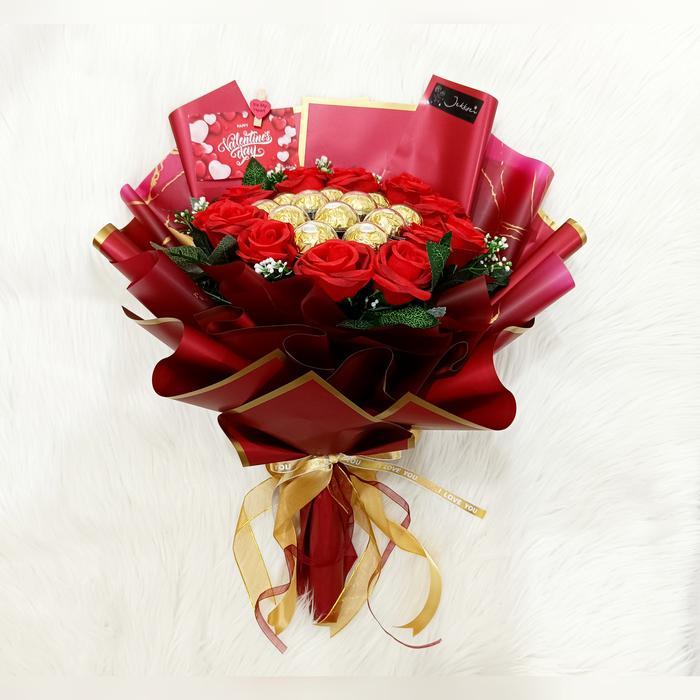BIGSALE BUKET BUNGA COKLAT FERRERO ROCHER / BOUQUET FERRERO ROCHER MERAH