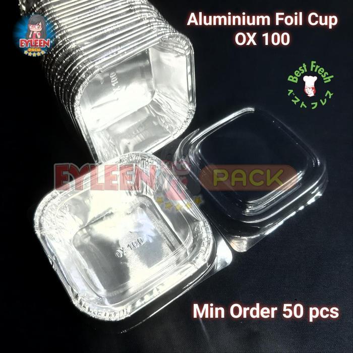 [50 PCS] Aluminium Foil Cup OX-100 + Tutup Aluminium Foil Tray OX100
