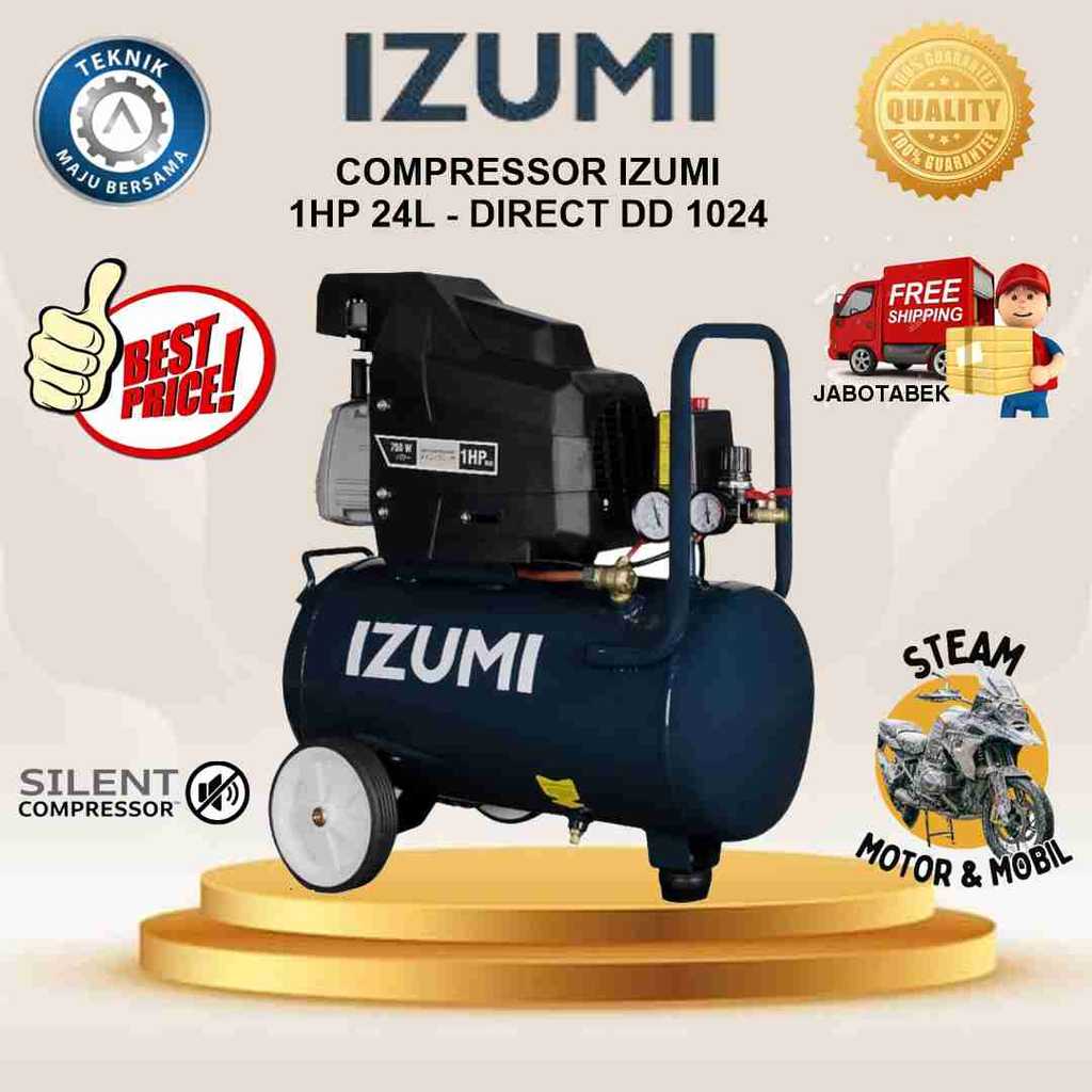COMPRESSOR IZUMI NLG 1HP 24L - DIRECT DD 1024/ KOMPRESOR 220V/KOMPRESOR 1 PHASE KOMPRESOR STEAM MOTO