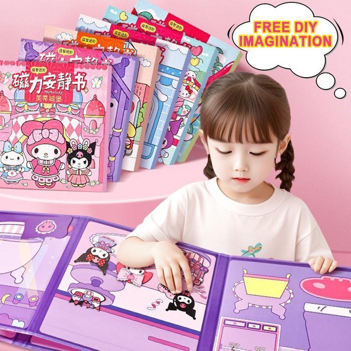 Quiet Book Kuromi Magnetic BUKU Montessori Toy Girls KUROMI DIY Magnetic Busy Book Sticker Book