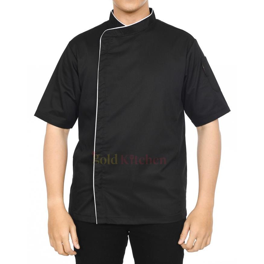Baju Chef Baju Koki Chef Jakcet Seragam Kerja Pria Wanita Lengan Pendek Coklat Hitam Putih Safety