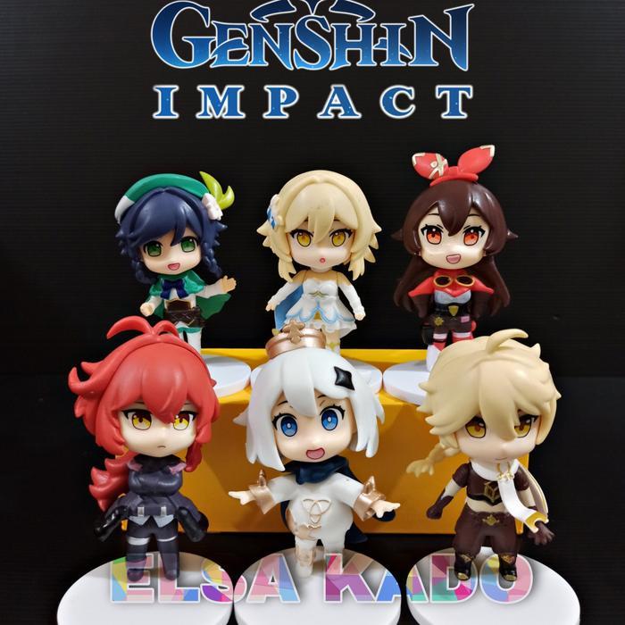 Figure Genshin Impact Set 6 Aether Paimon Diluc Venti Amber Lumine