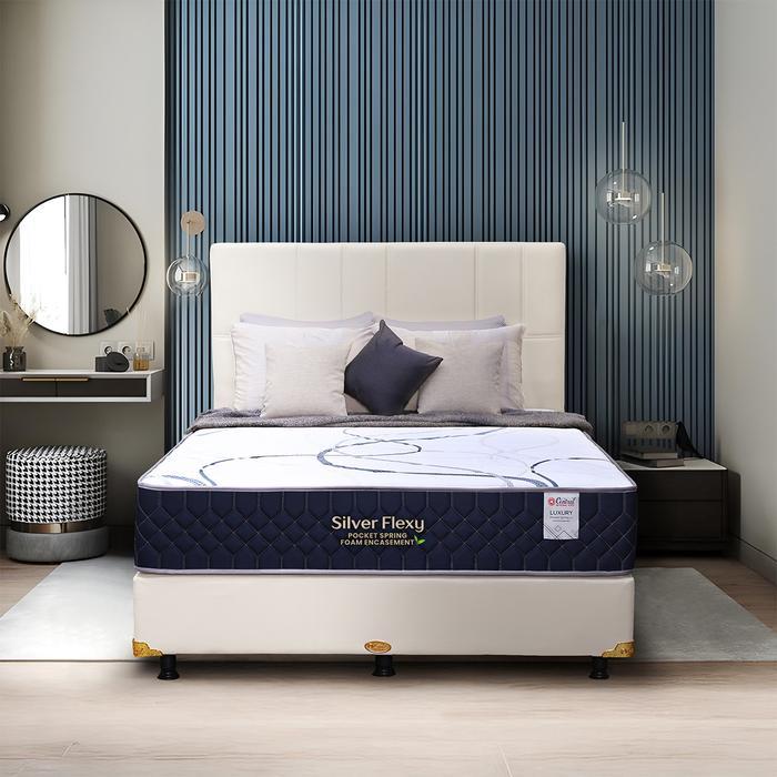 Kasur Central Springbed Silver Flexy Pocket Spring Bed Encasement Foam mattress - SILVER FLEXY + DIV