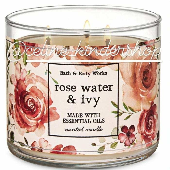 Bath And Body Works Rose Water And Ivy 3 Wick Candle (Besar)