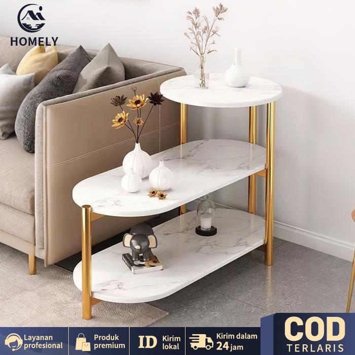 Cod Meja Minimalis Bufet Marmer Kemewahan Ringan Meja Kopi Meja Nakas Meja Tamu Furniture Ruang Tamu