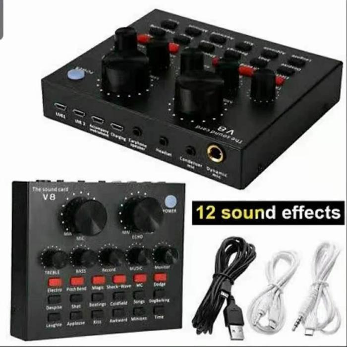 Sound Card V8 Mixer Soundcard V8 MIXER Audio USB External Soundcard